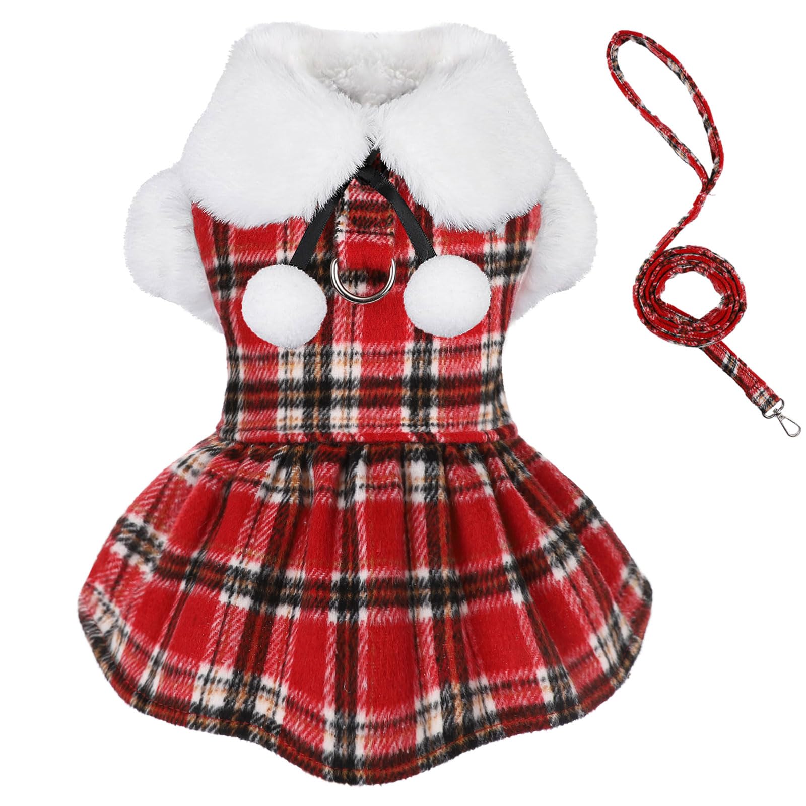 Kosiyi dog christmas sweater with leash set front view promotes cozy holiday walks.