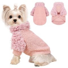 Kosiyi pink dog sweater front view showing cozy fleece warmth for small breeds