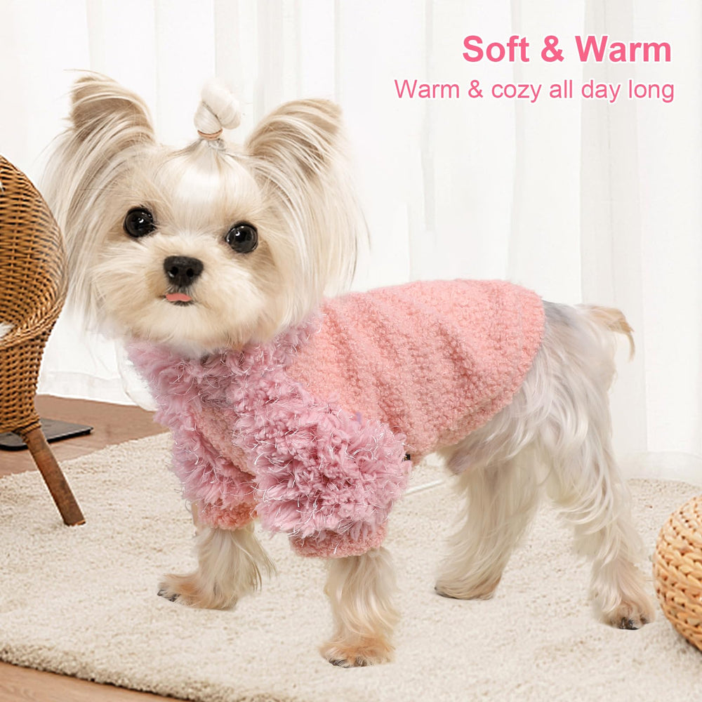 Kosiyi pink dog sweater pullover design aids easy on/off for small pups
