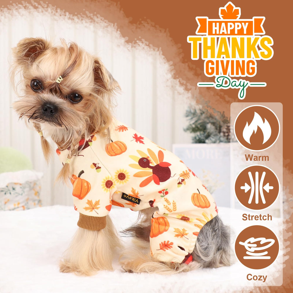 Kosiyi dog thanksgiving outfit full-body view on small dog for festive wear