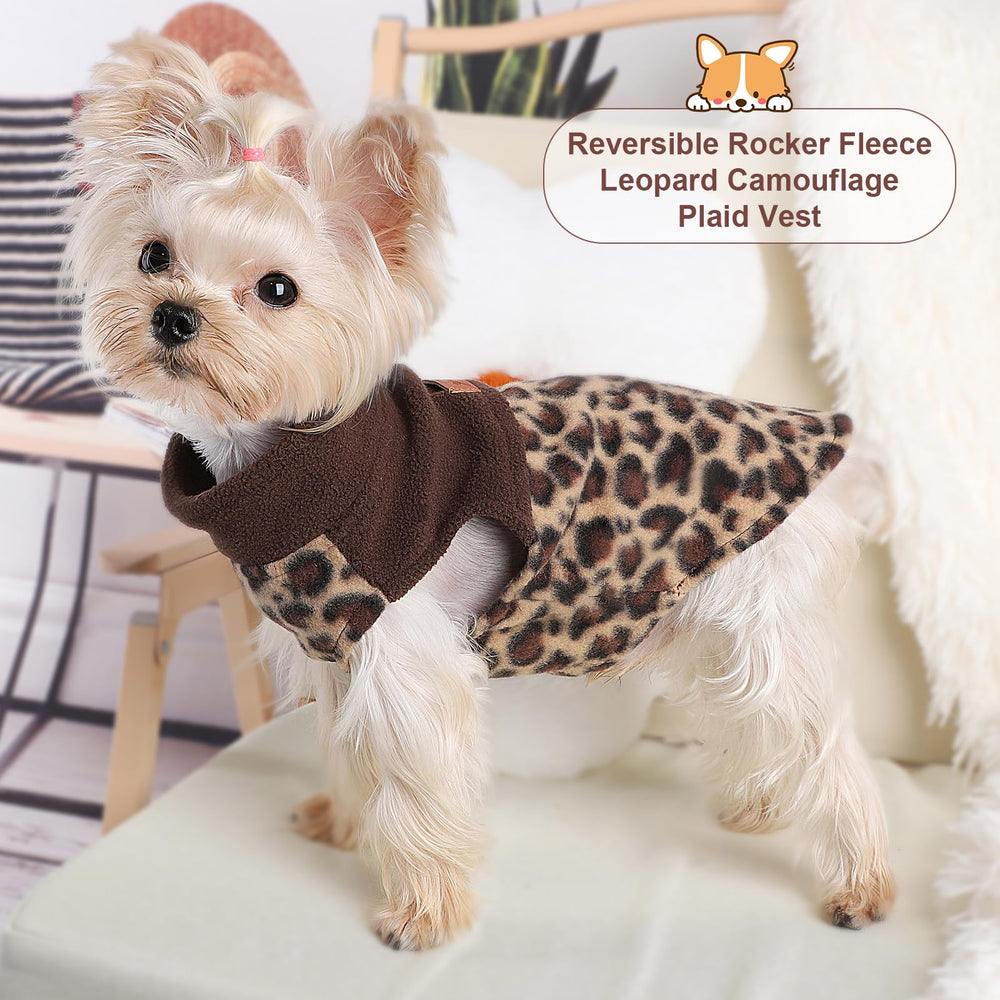 Kosiyi leopard dog sweater side view, snug fit for outdoor adventures.
