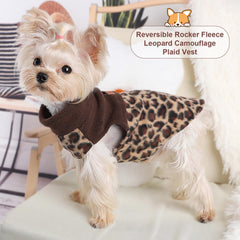 Kosiyi leopard dog sweater side view, snug fit for outdoor adventures.