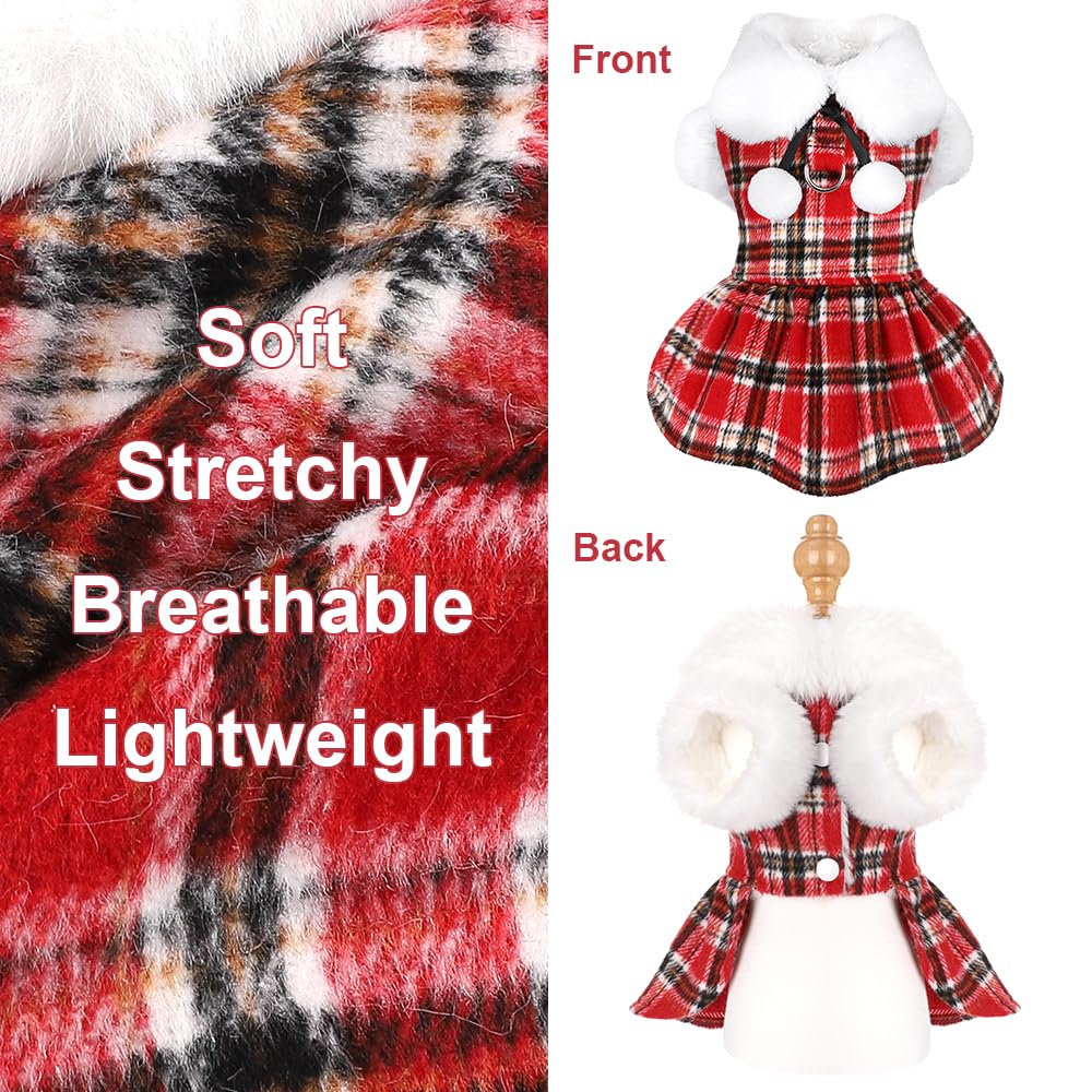 Kosiyi small dog plaid fleece detail keeps tiny pups warm.