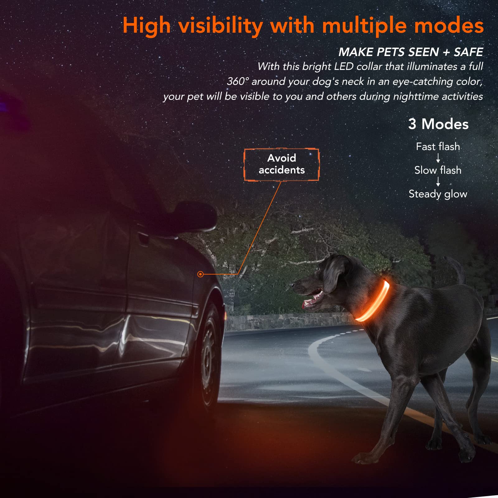 KOSKILL adjustable dog collar shows soft light tube for comfortable, secure fit.
