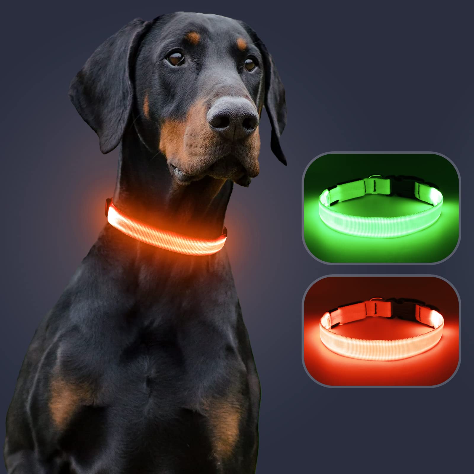 KOSKILL LED dog collar in dusk scene highlighting safety and comfort