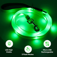 KOSKILL LED dog leash shows padded handle for comfortable, secure walks.