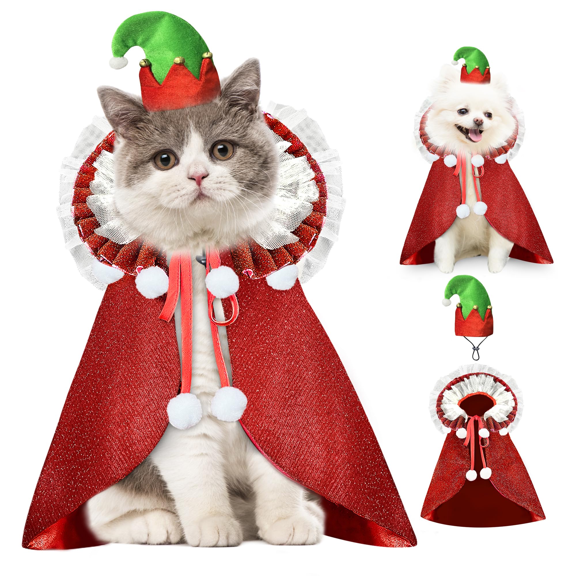 KOUPA Pet Christmas Costume hat-front for memorable holiday photos