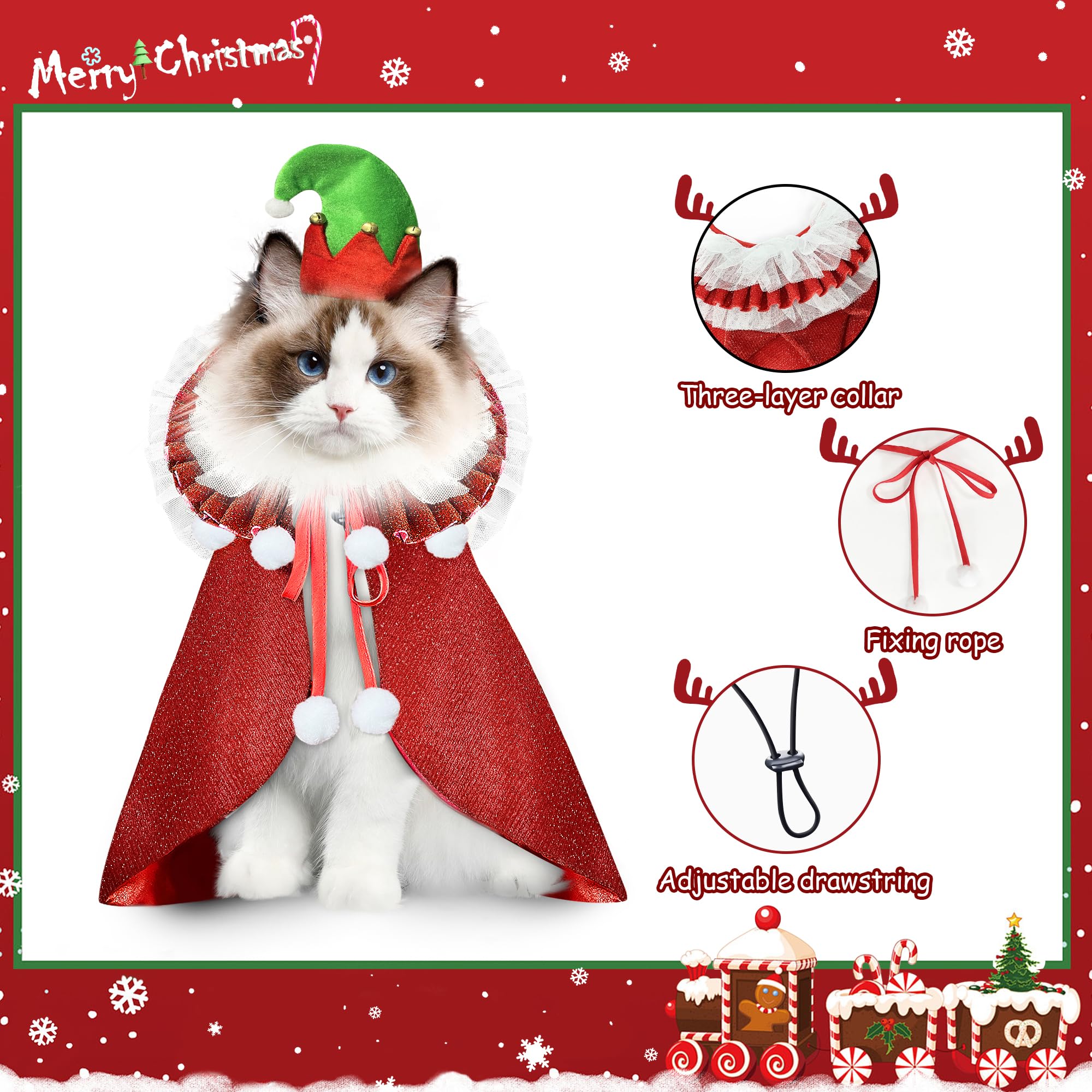 KOUPA Cat-model wearing festive cape—easy to spot in holiday gatherings