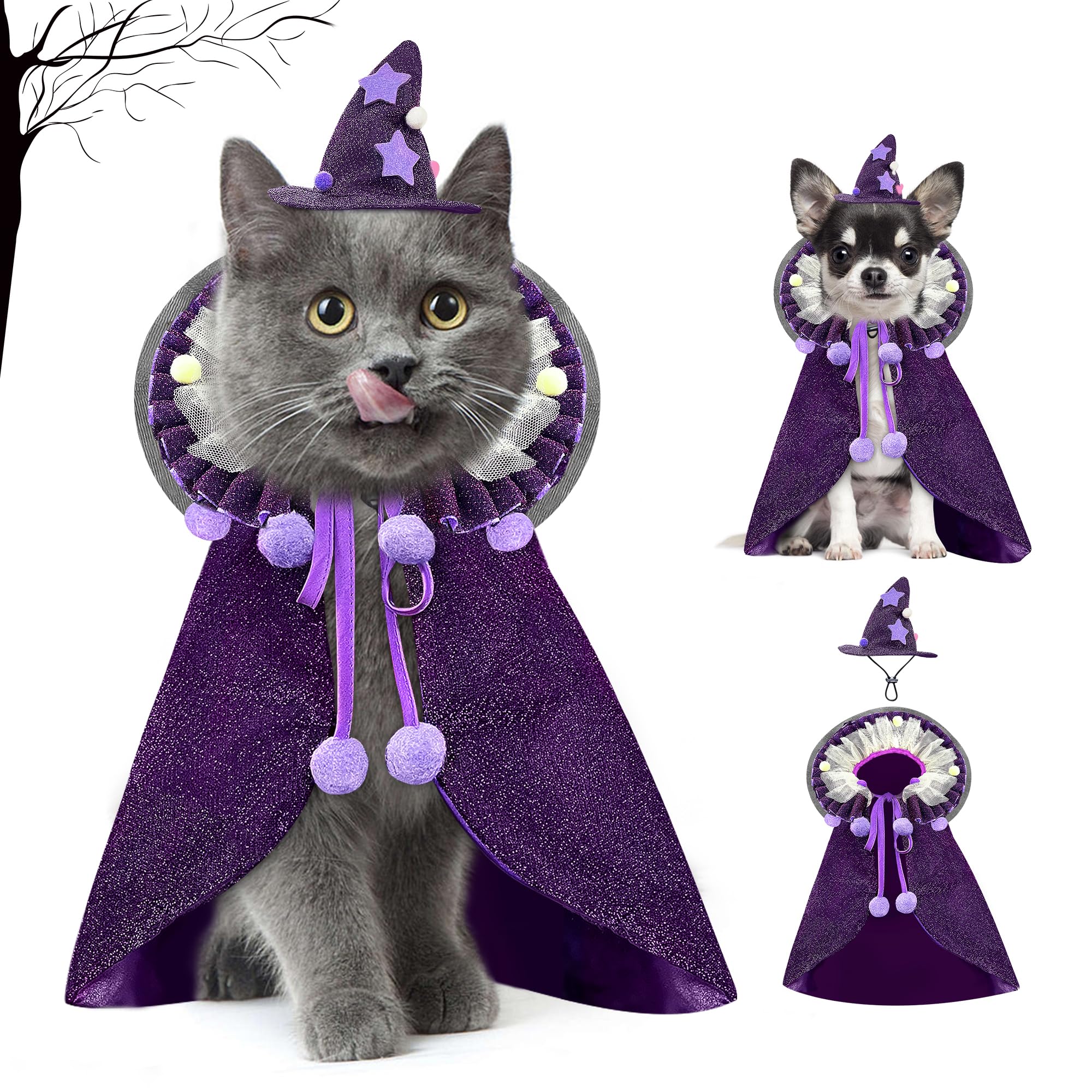 KOUPA pet Halloween costume with hat purple — eye-catching party-ready look