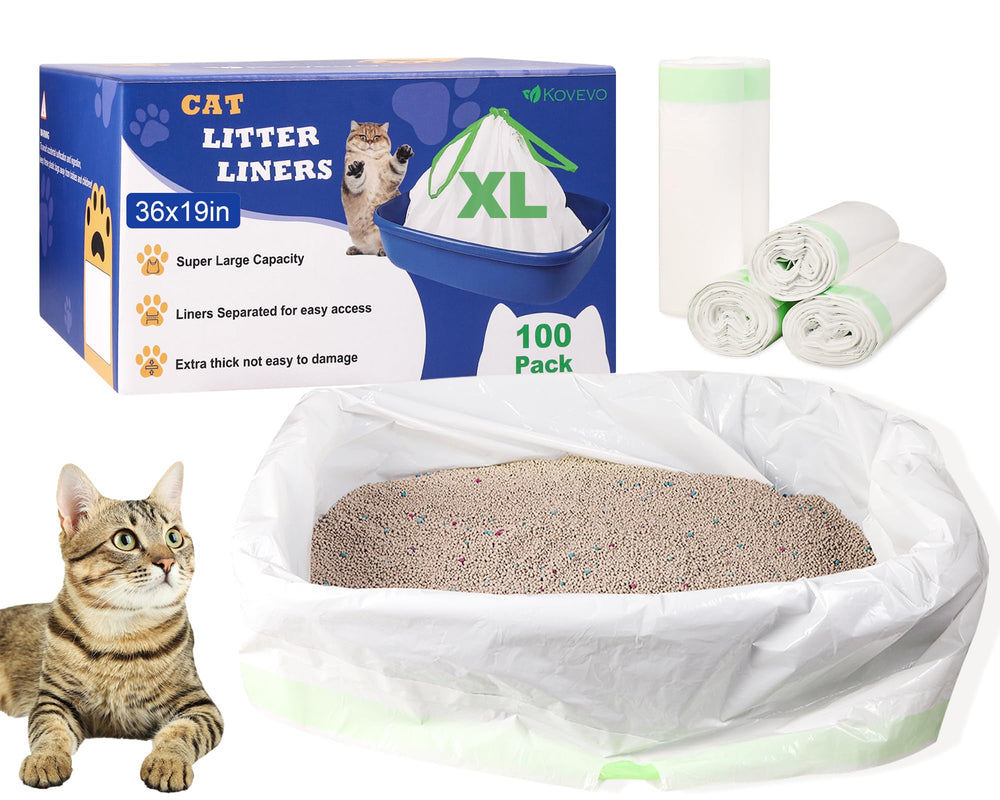 Kovevo litter box liner 36x19 inches offers oversized capacity for easy disposal.
