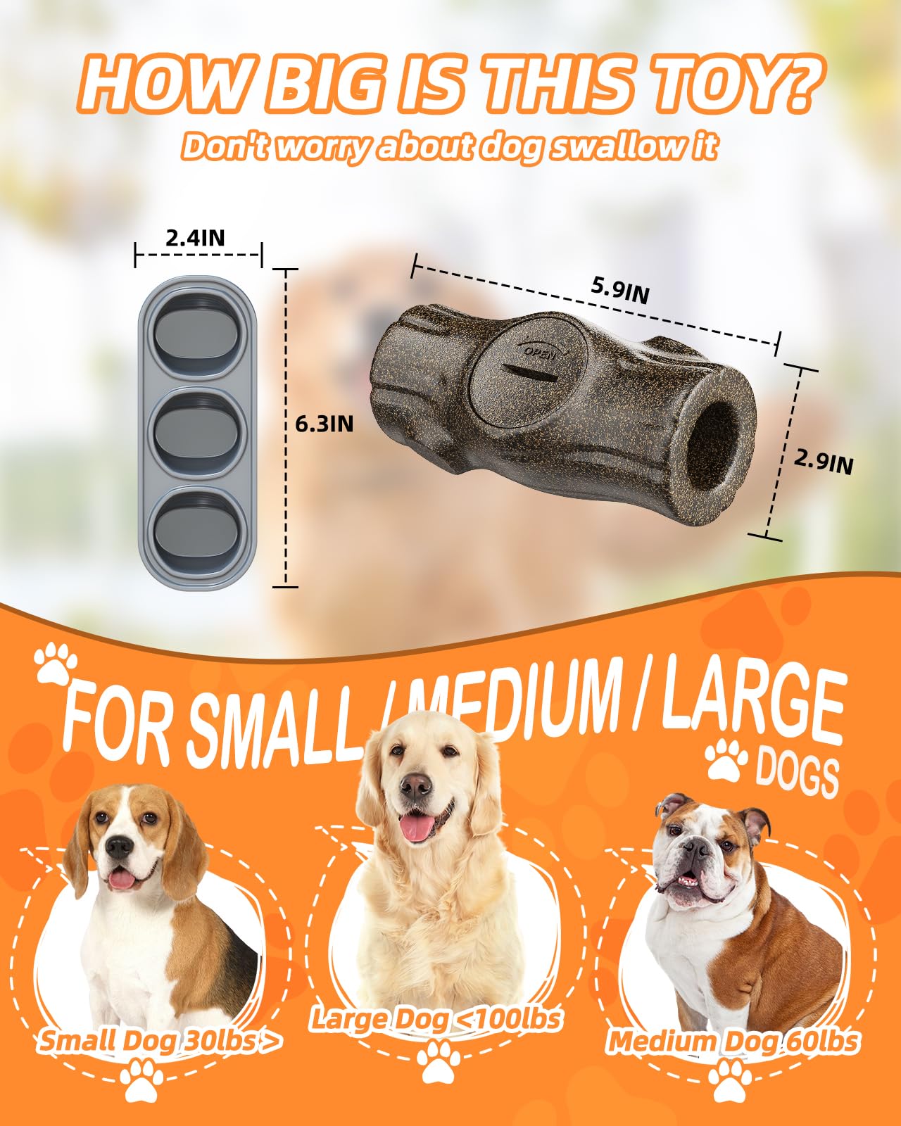 Kovirova dental-cleaning action scrubs residues as dogs chew.