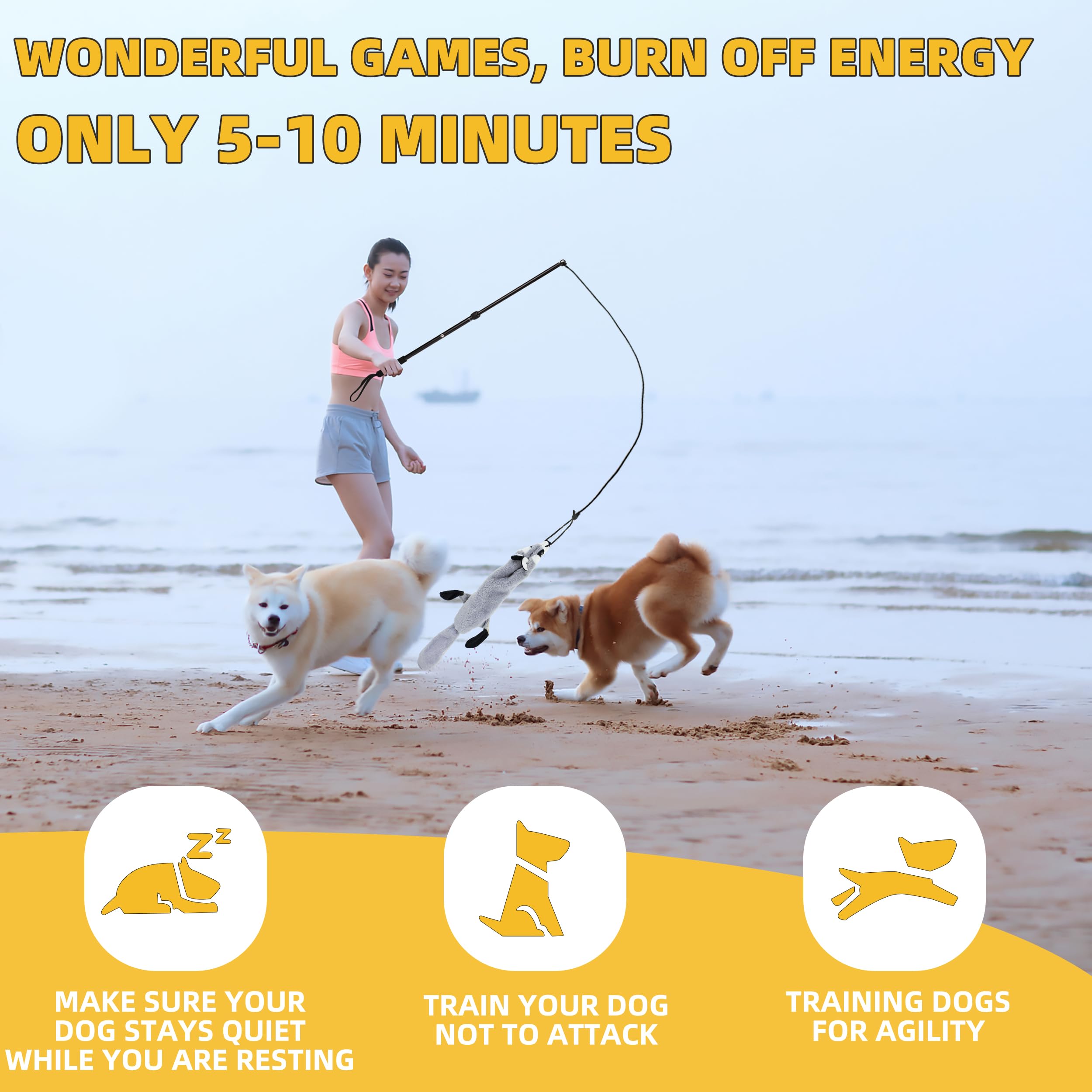 KOXXUD Flirt Pole Dogs beaver pendant with squeaker for interactive play