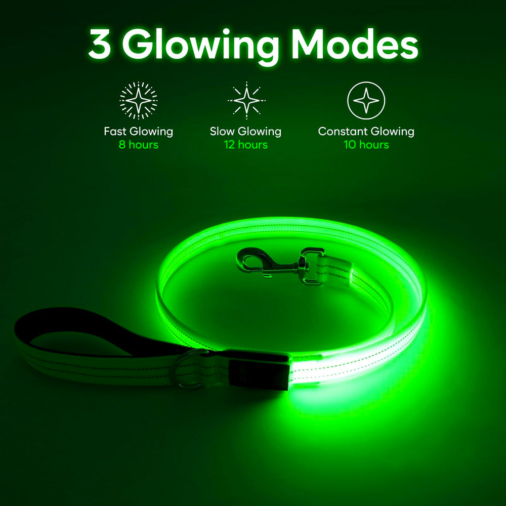 Kpuplol LED dog leash padded-handle offers comfortable grip on long walks.