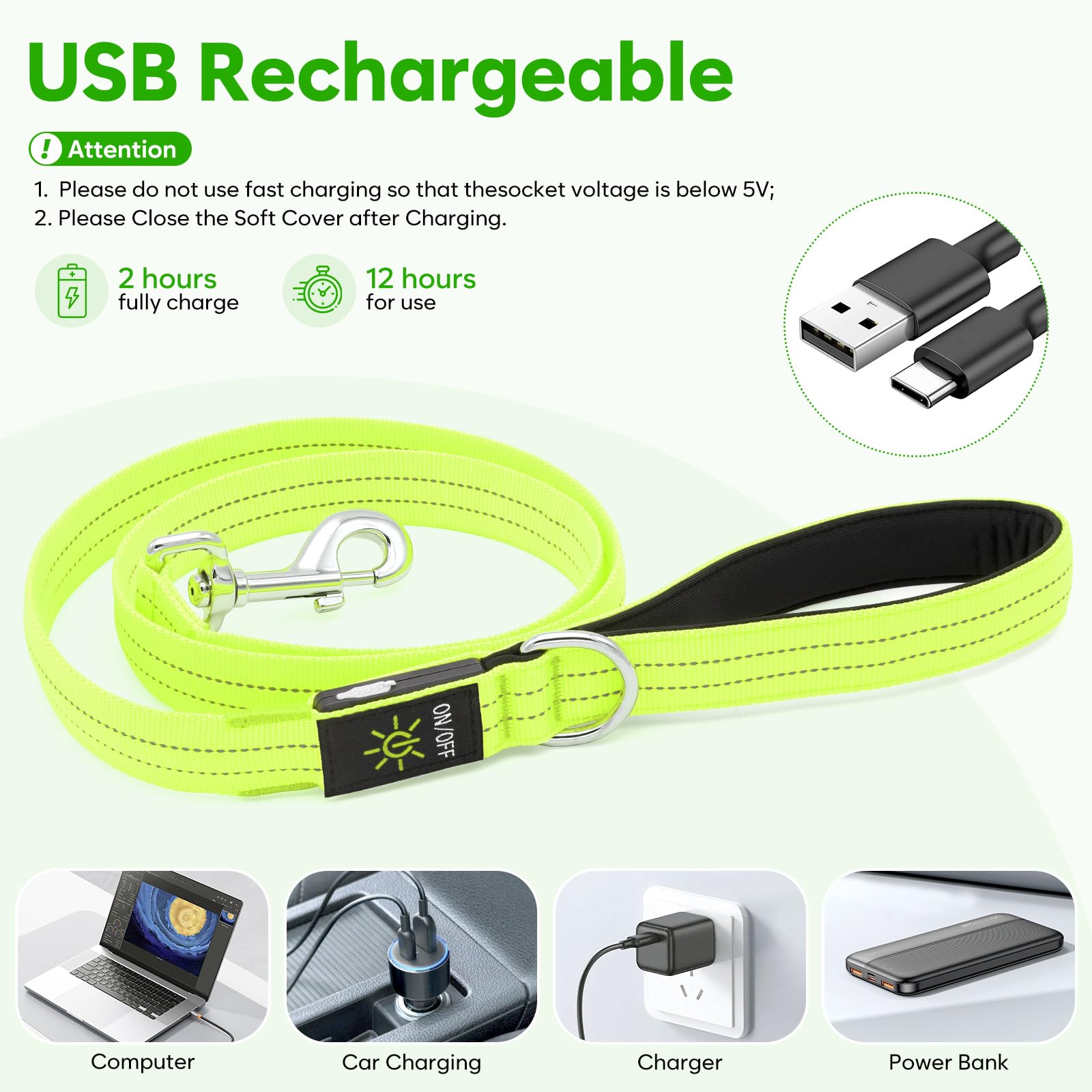 Kpuplol LED dog leash three-modes showcases versatile lighting for varied conditions.