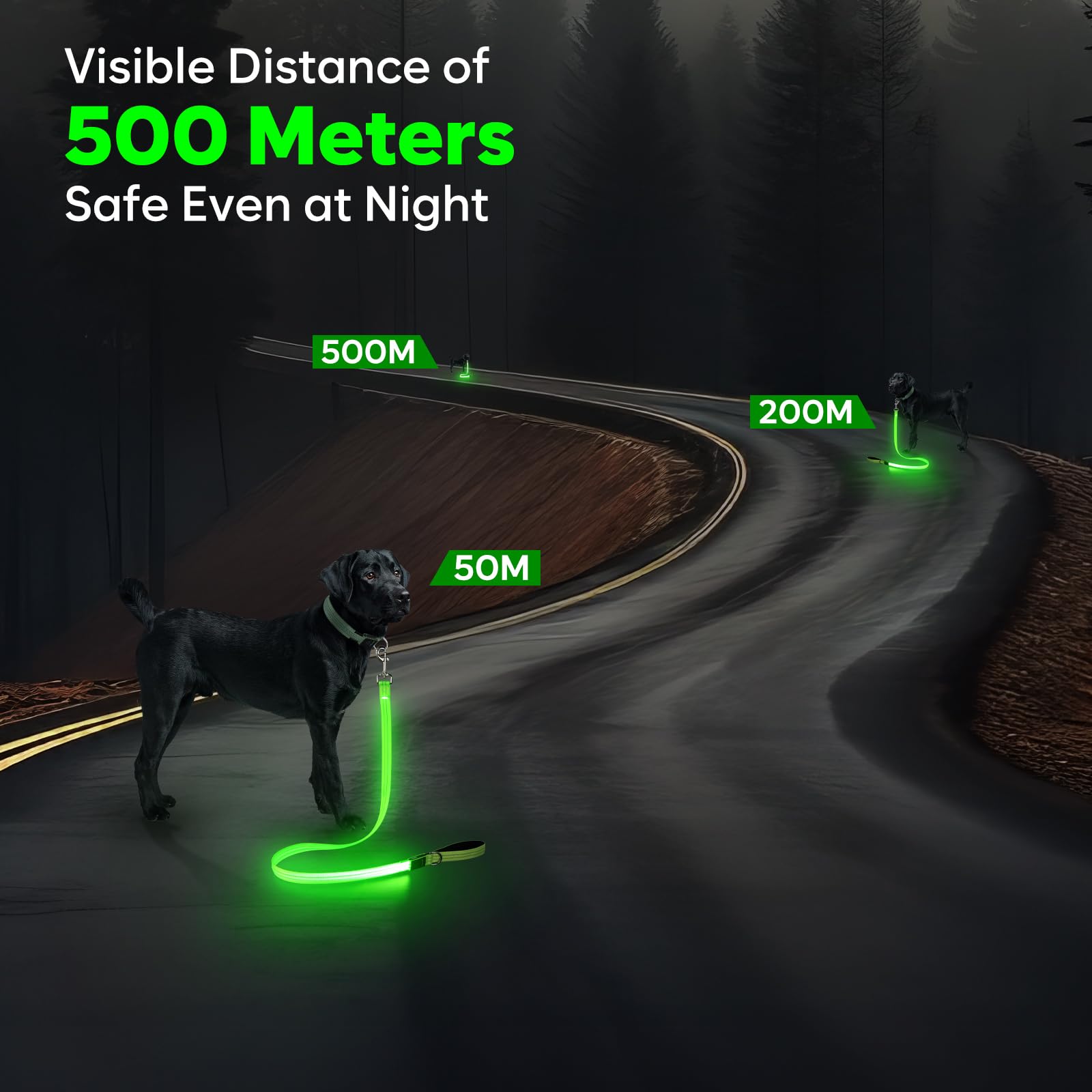 Kpuplol LED dog leash waterproof-nylon withstands rain and splashes for daily use.