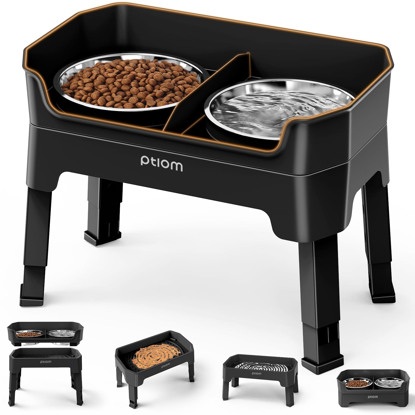 KPWACD 3-in-1 elevated dog bowls stand provides a sturdy, mess-free feeding setup.
