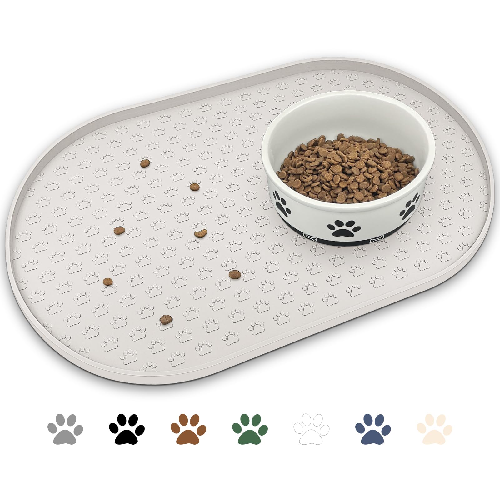 KPWACD dog food mat anti-slip keeps bowls secure to reduce mess.