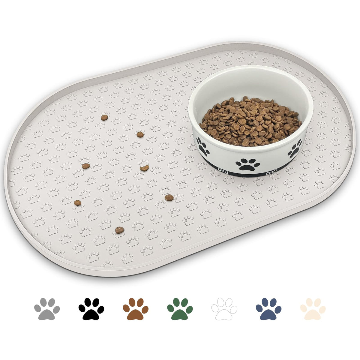 KPWACD dog food mat anti-slip keeps bowls secure to reduce mess.