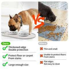 KPWACD raised-edges on dog food mat trap drips efficiently.