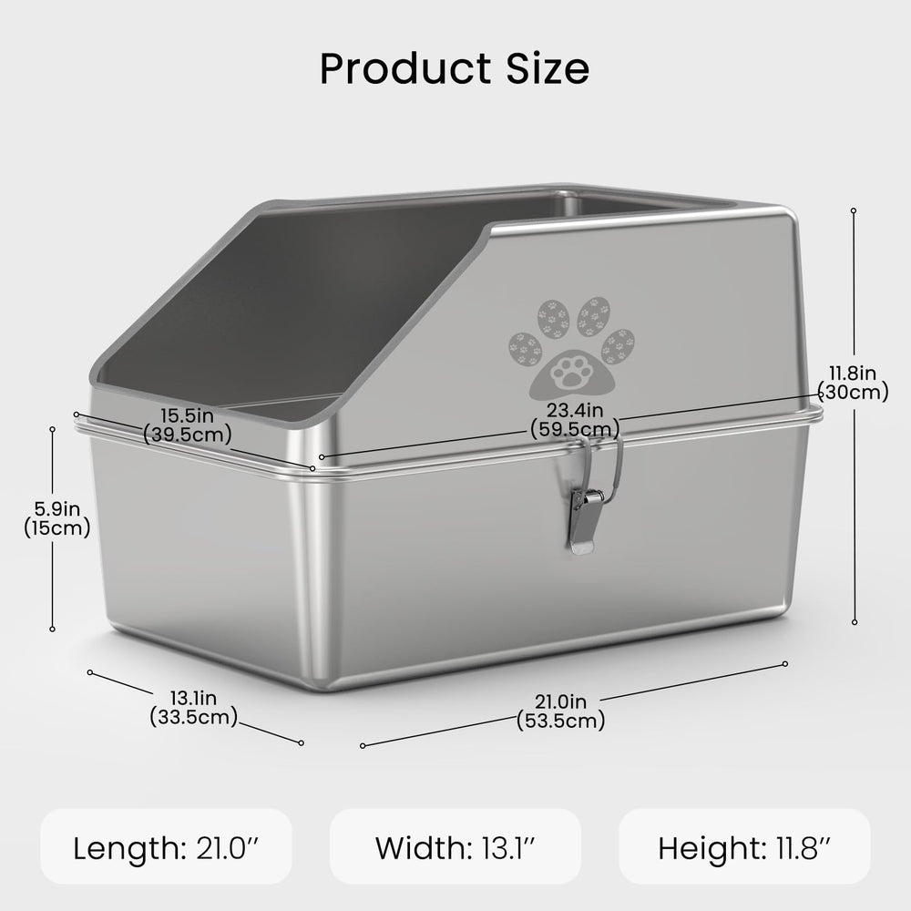 KPWACD litter box side view shows tall walls for spill prevention