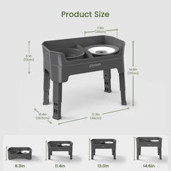 KPWACD four-height adjustable stand fits large, medium, and small dogs comfortably.