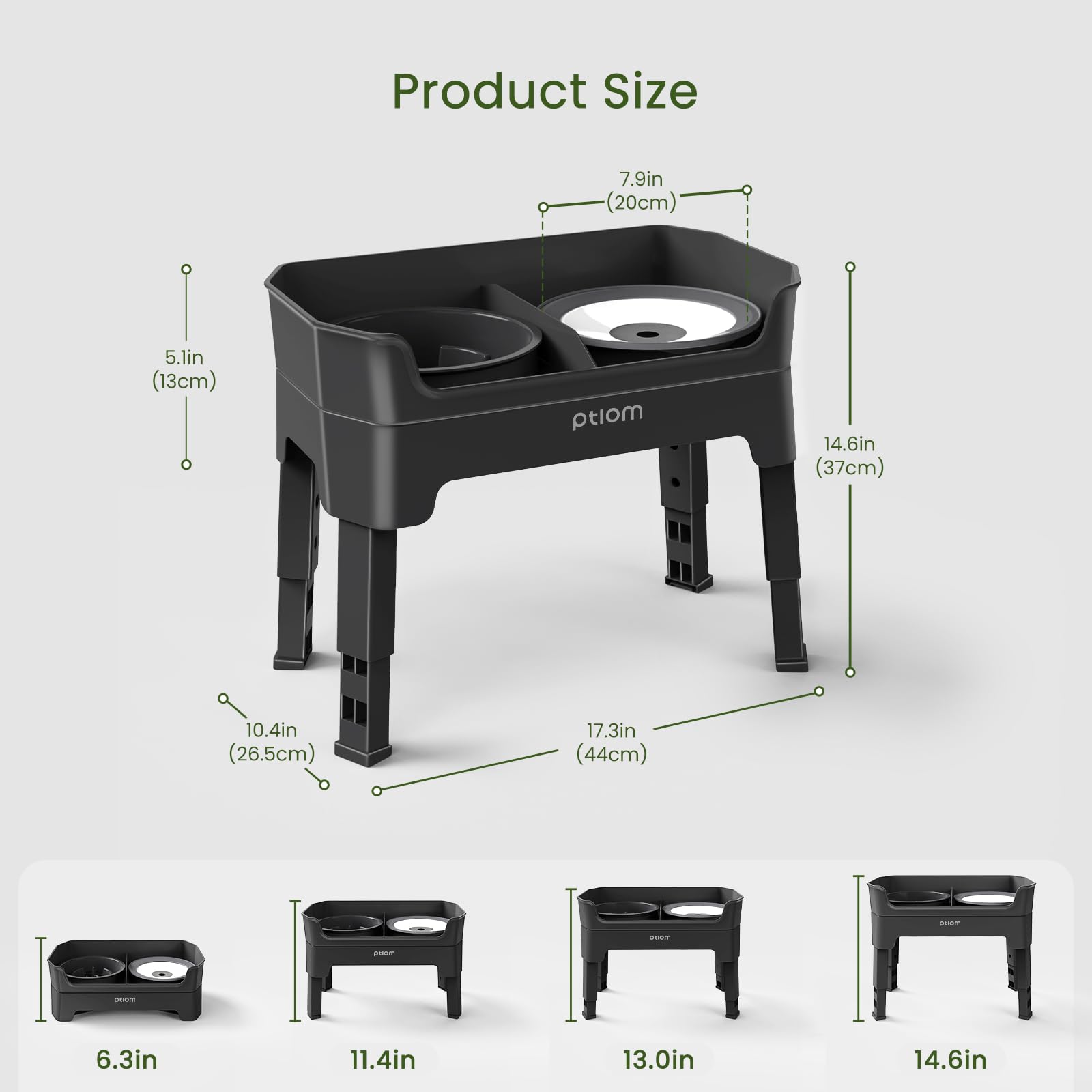 KPWACD four-height adjustable legs provide ergonomic feeding heights.