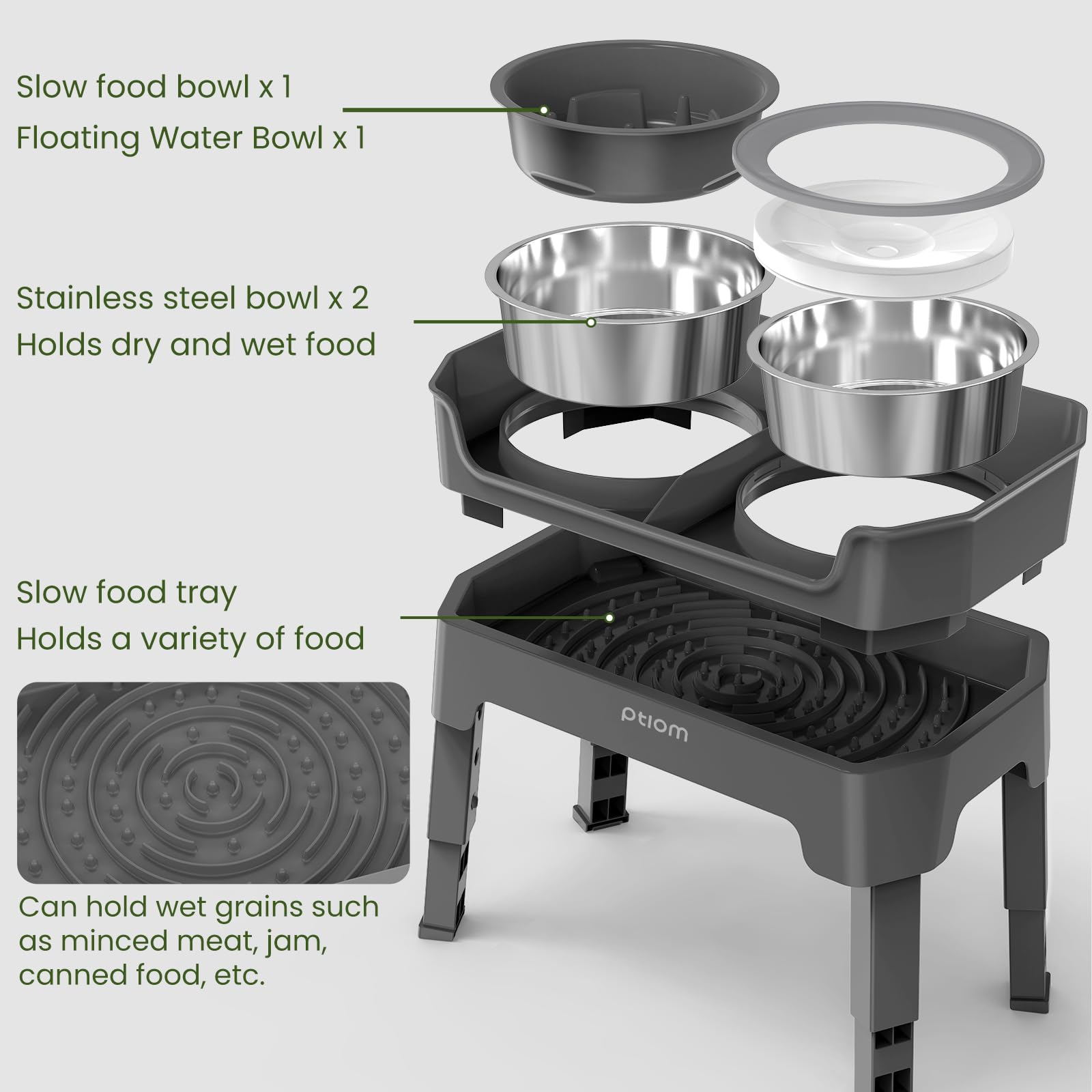 KPWACD liftable lick-plate slow feeder supports slower eating during meals.