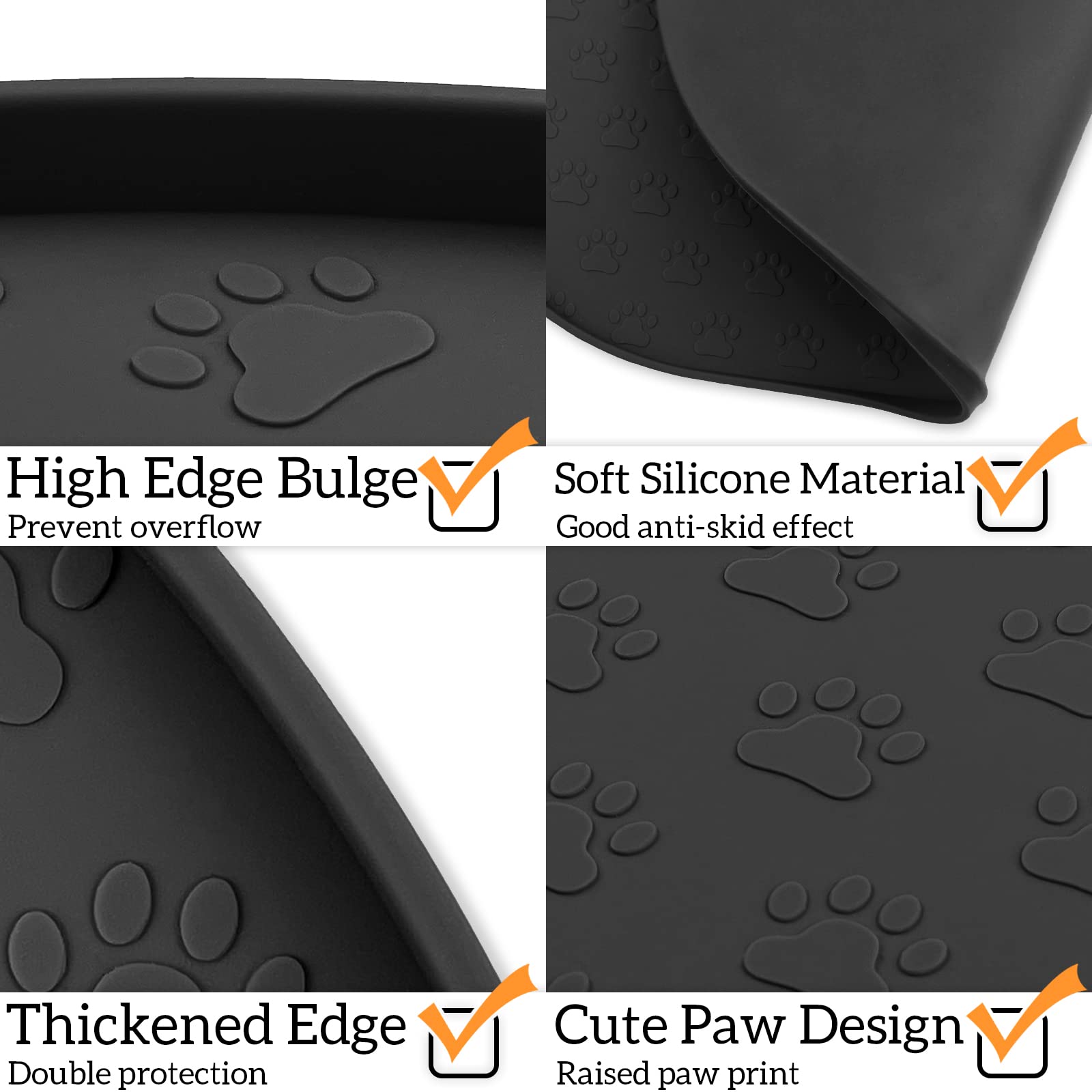 KPWACD mat accommodates various bowls and pet fountains