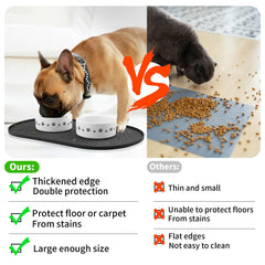 KPWACD pet feeding mat high lip edge prevents overflow