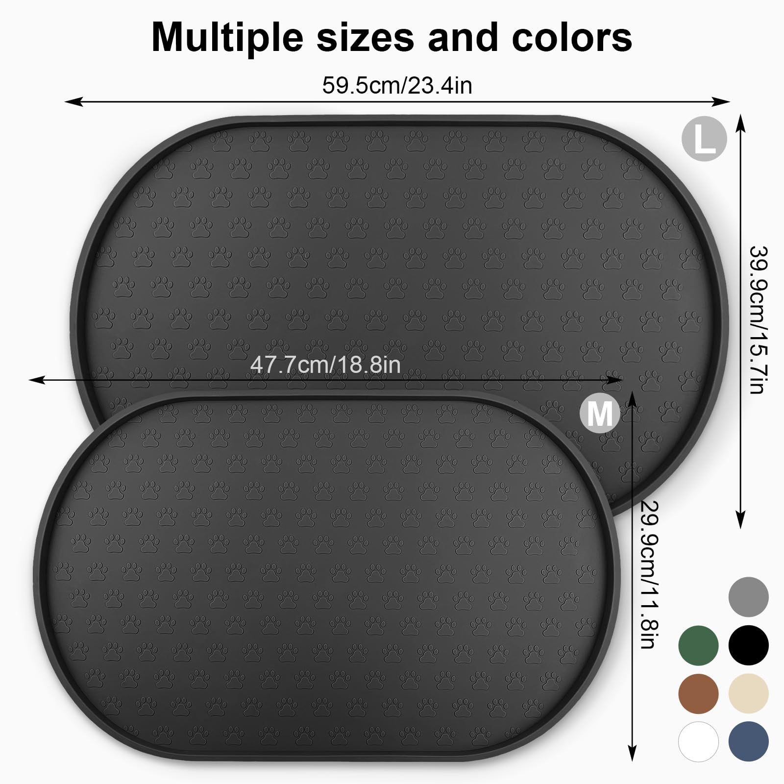 KPWACD pet feeding mat under bowls for dogs and cats showing stability