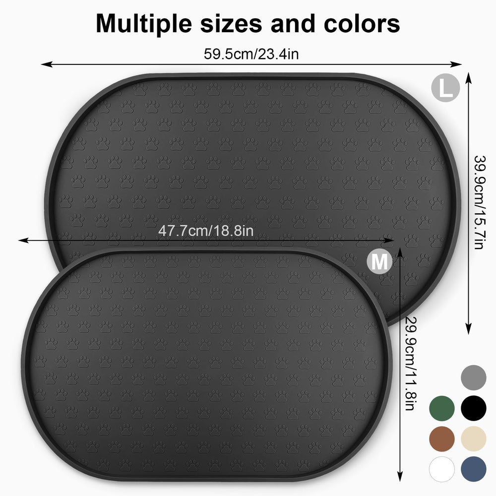KPWACD pet feeding mat under bowls for dogs and cats showing stability