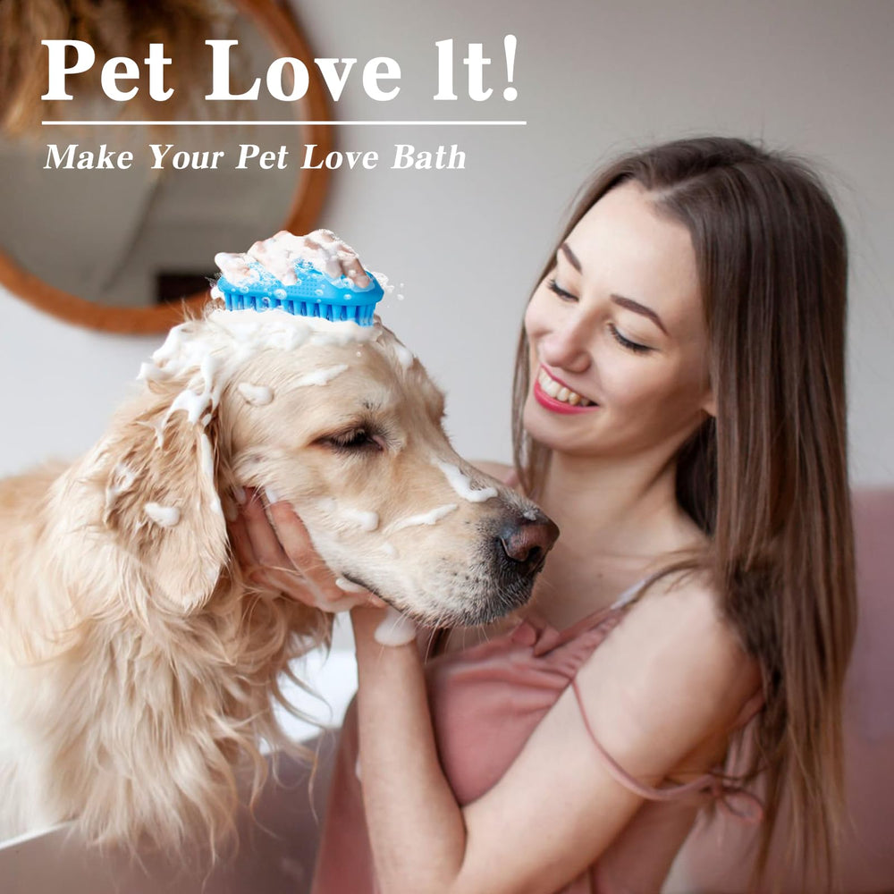 KQUQK silicone dog brush soft head for gentle deshedding and cleansing.
