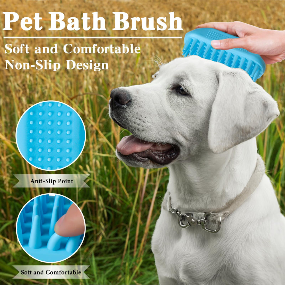 KQUQK two-piece pet brush set versatile for shampooing and massaging.