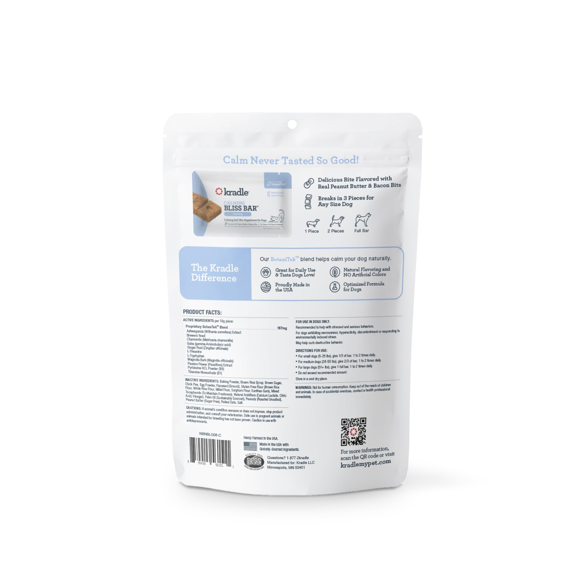 Kradle Bliss Bars individually wrapped for portion control and freshness.
