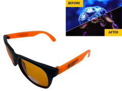 Kraken Reef UV Coral Viewing Glasses on an aquarium tank highlight reef colors.
