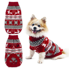 Krastmon Christmas dog sweater moose pattern pullover provides cozy warmth for winter walks.