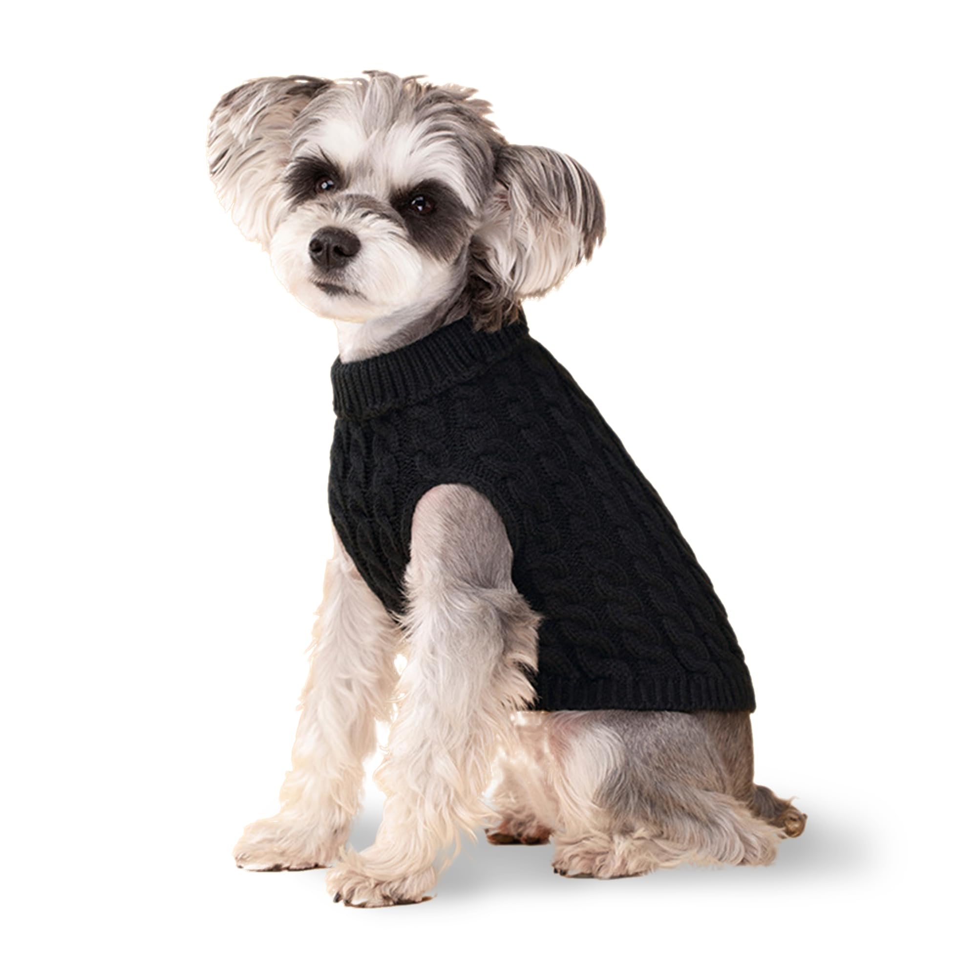 Krastmon dog sweater black M pullover keeps small dogs warm with style.