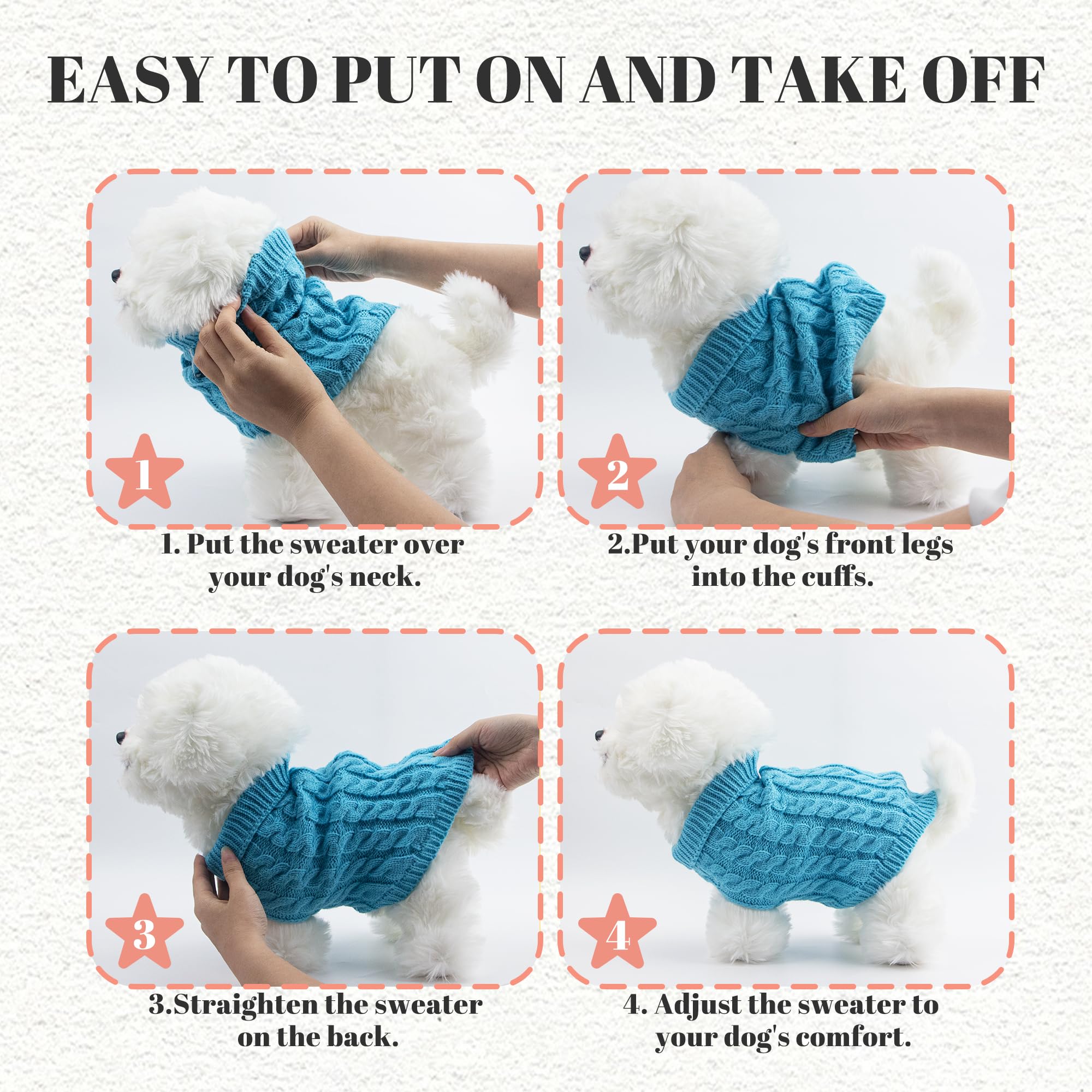 Krastmon dog sweater solid color fashion pairs with accessories for various looks.