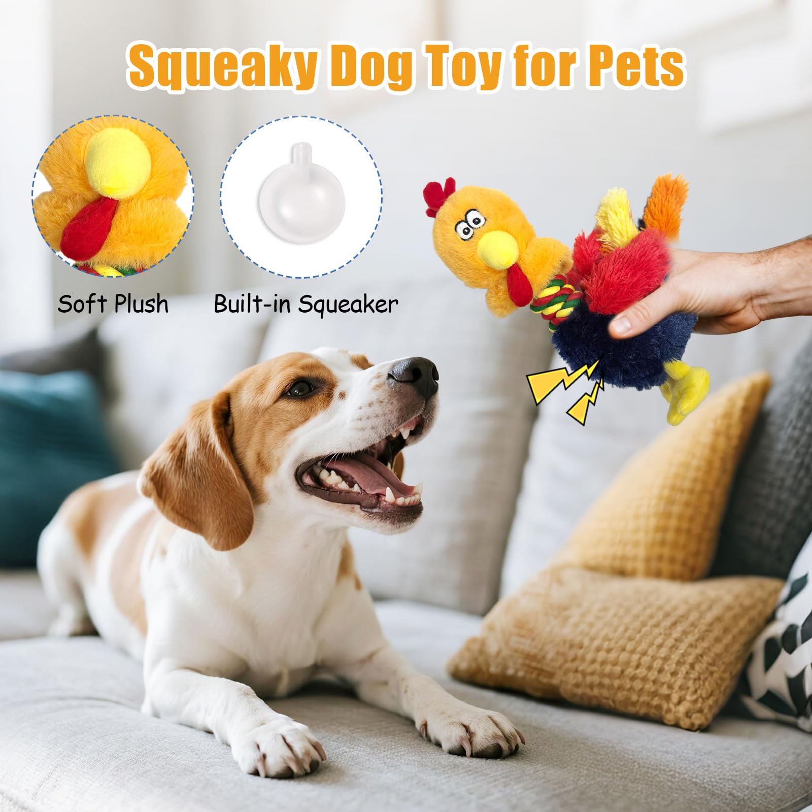 KrauzPet duck plush dog toy for tug-of-war keeps dogs engaged and entertained.