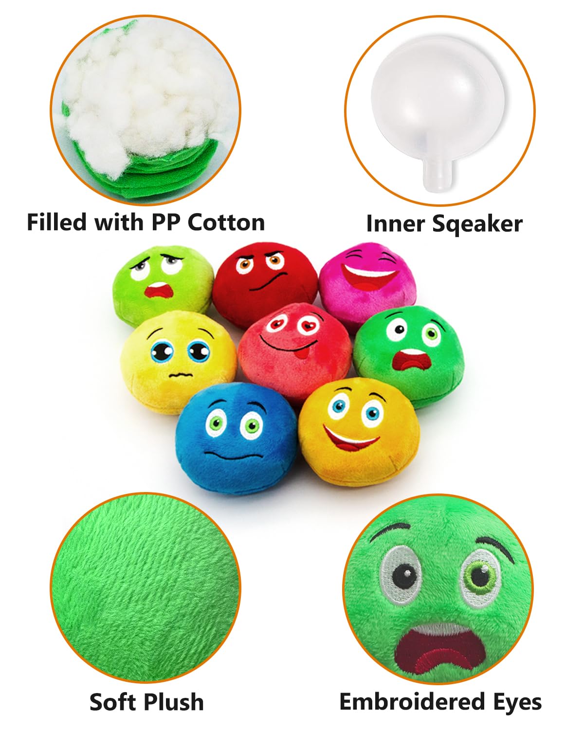 KrauzPet squeaky ball in two-sizes design supports small to medium dogs