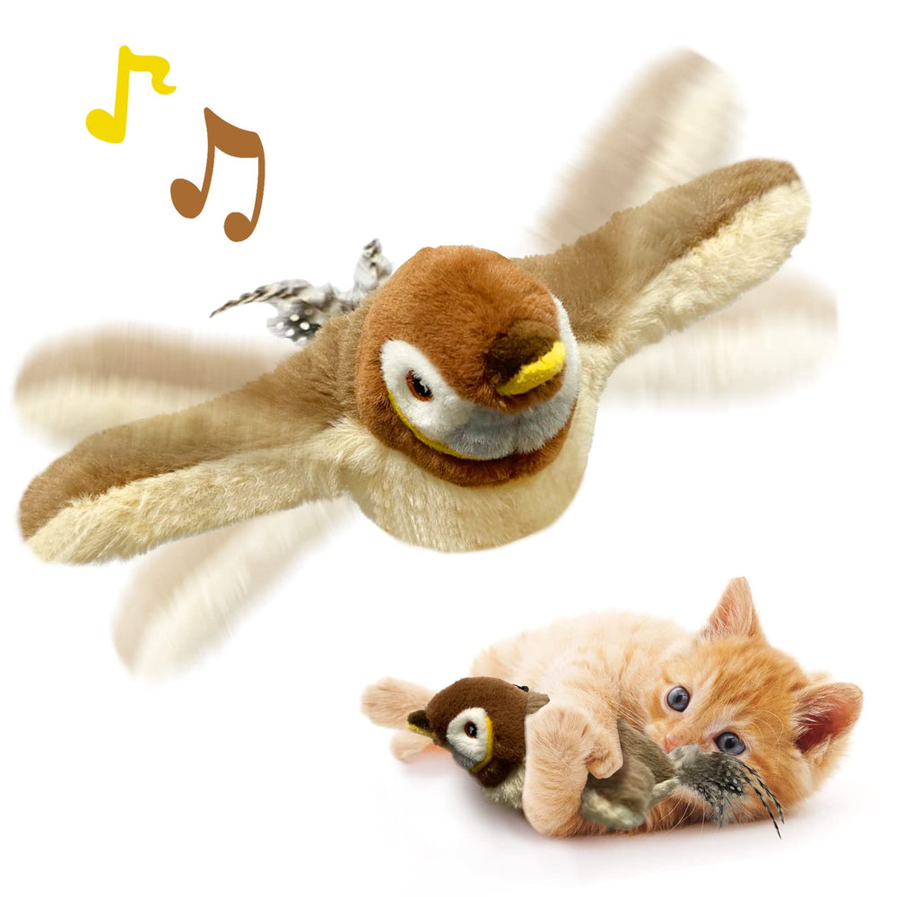 KreizyGo sparrow toy closeup showing flapping wings for interactive play.