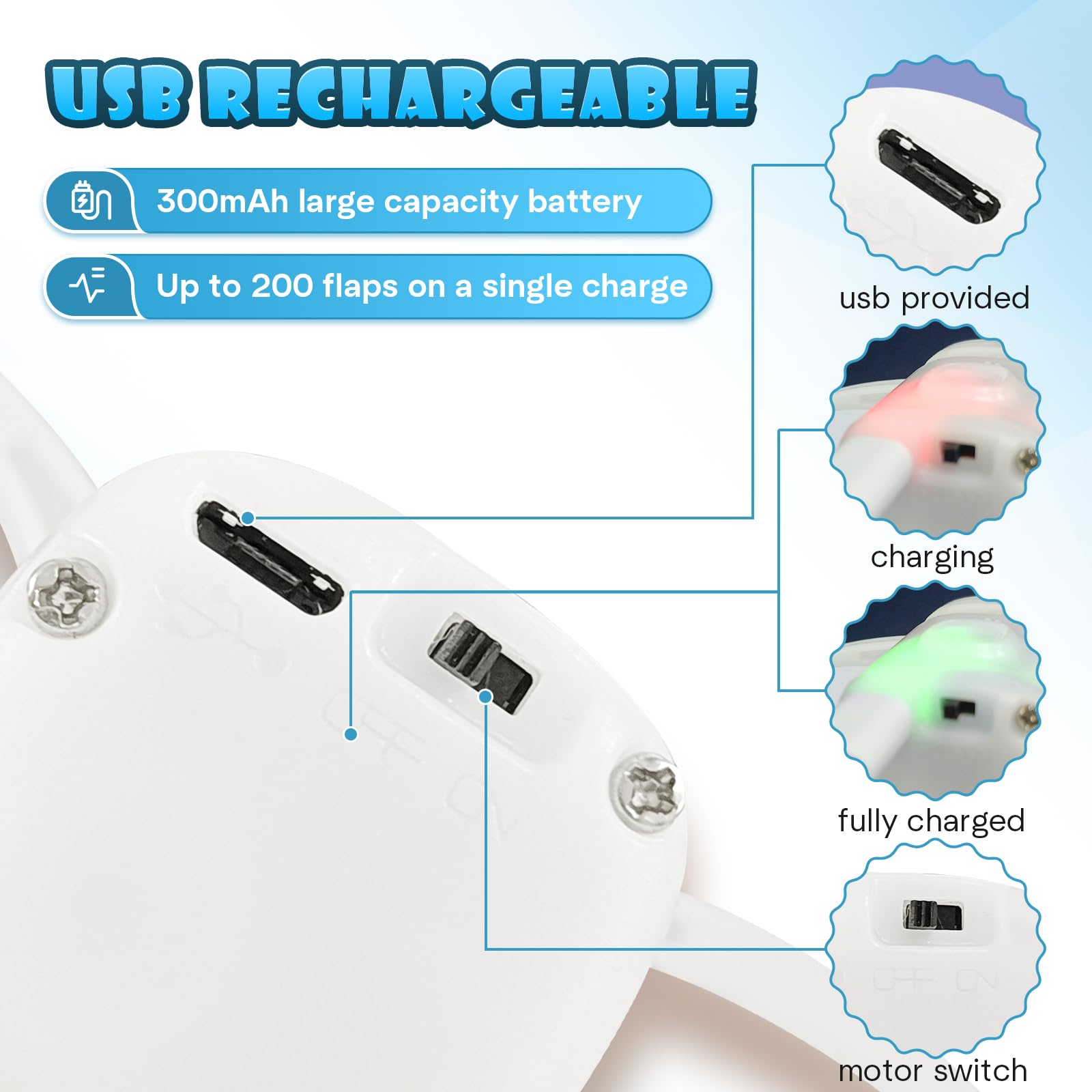 KreizyGo USB recharge indicator shows charging status for hassle-free use.