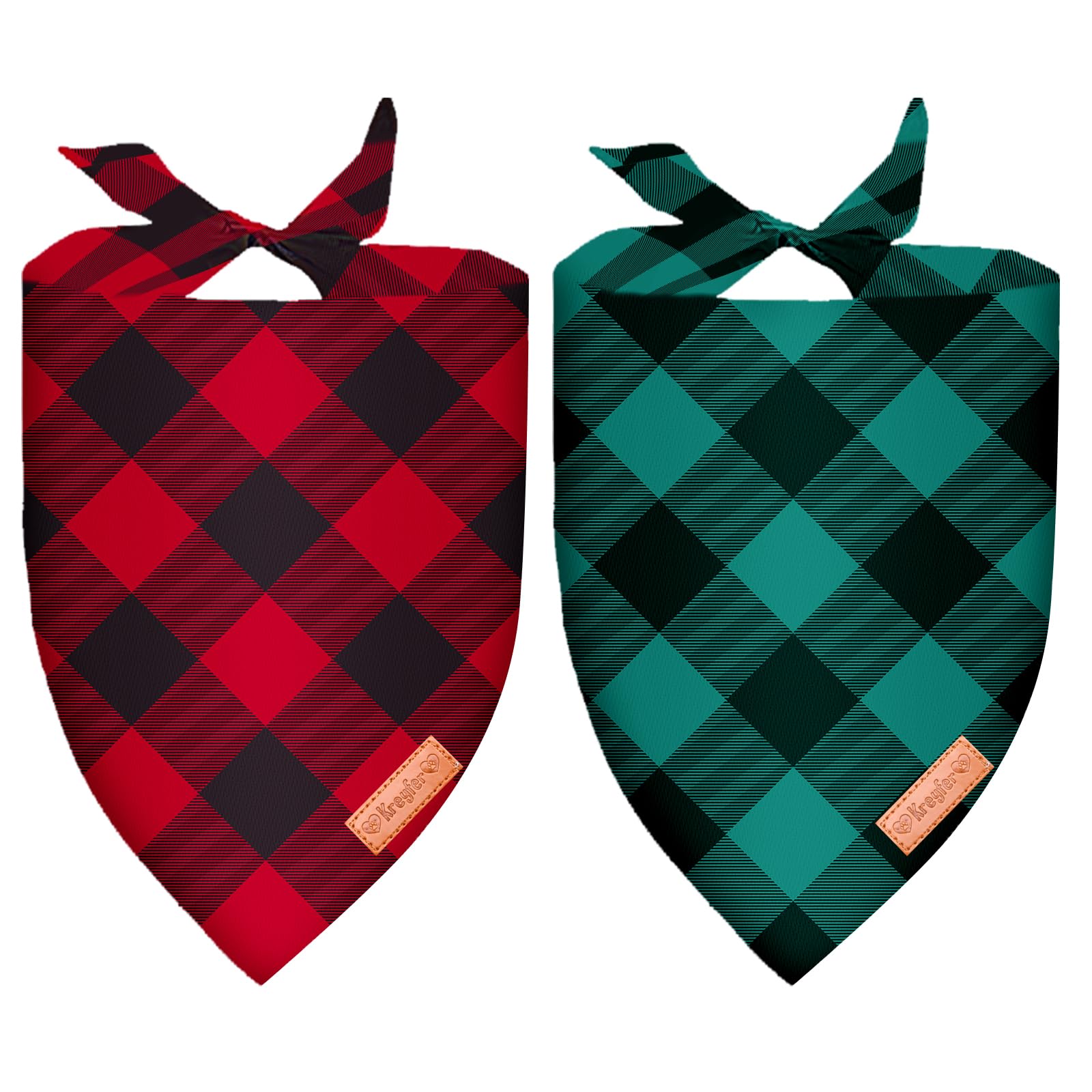 Kreyfer Christmas Bandana in buffalo plaid red-green for festive pets