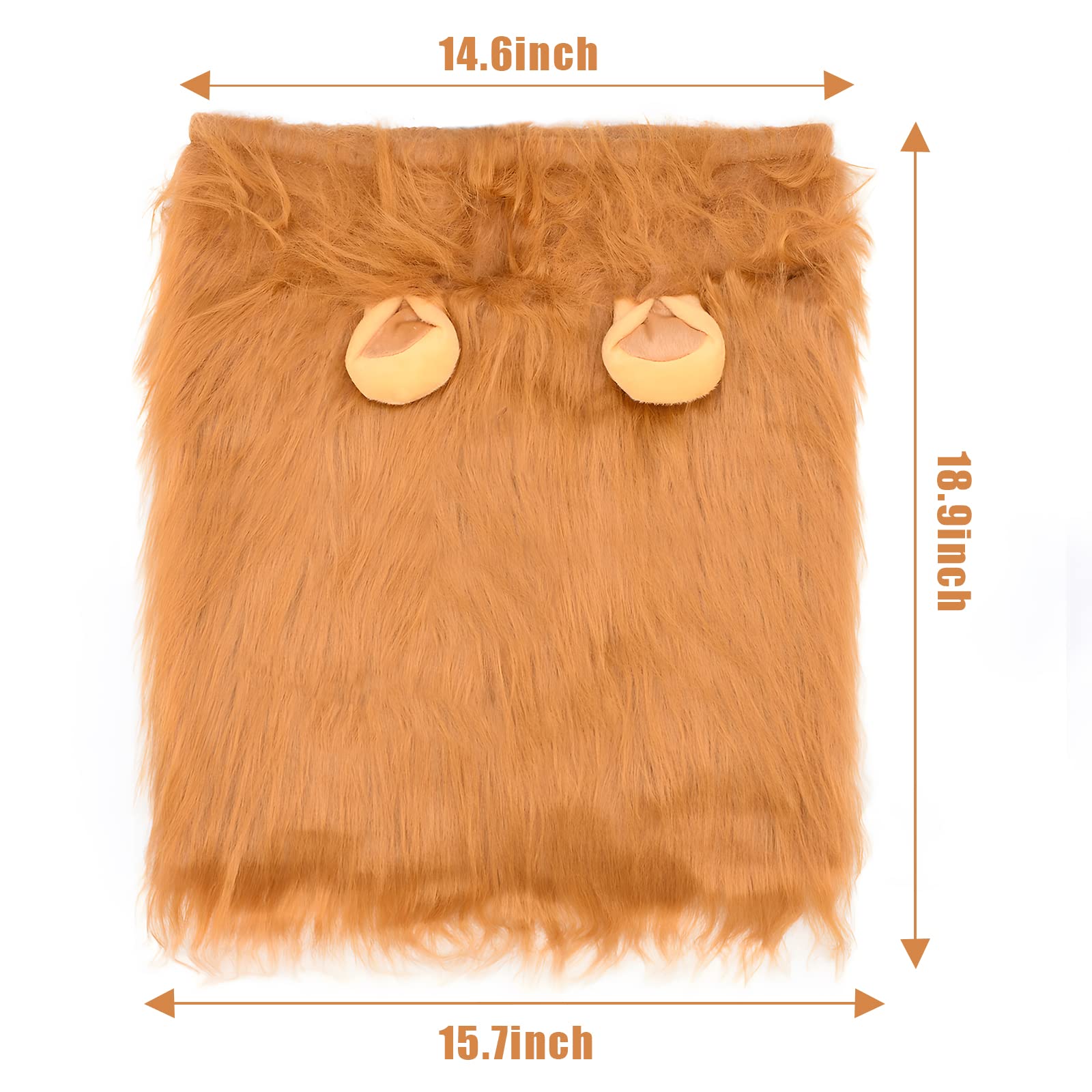 Kreyfer dog lion mane costume ear close-up highlights realistic lion ears for cosplay.
