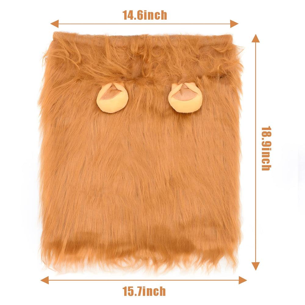 Kreyfer dog lion mane costume ear close-up highlights realistic lion ears for cosplay.
