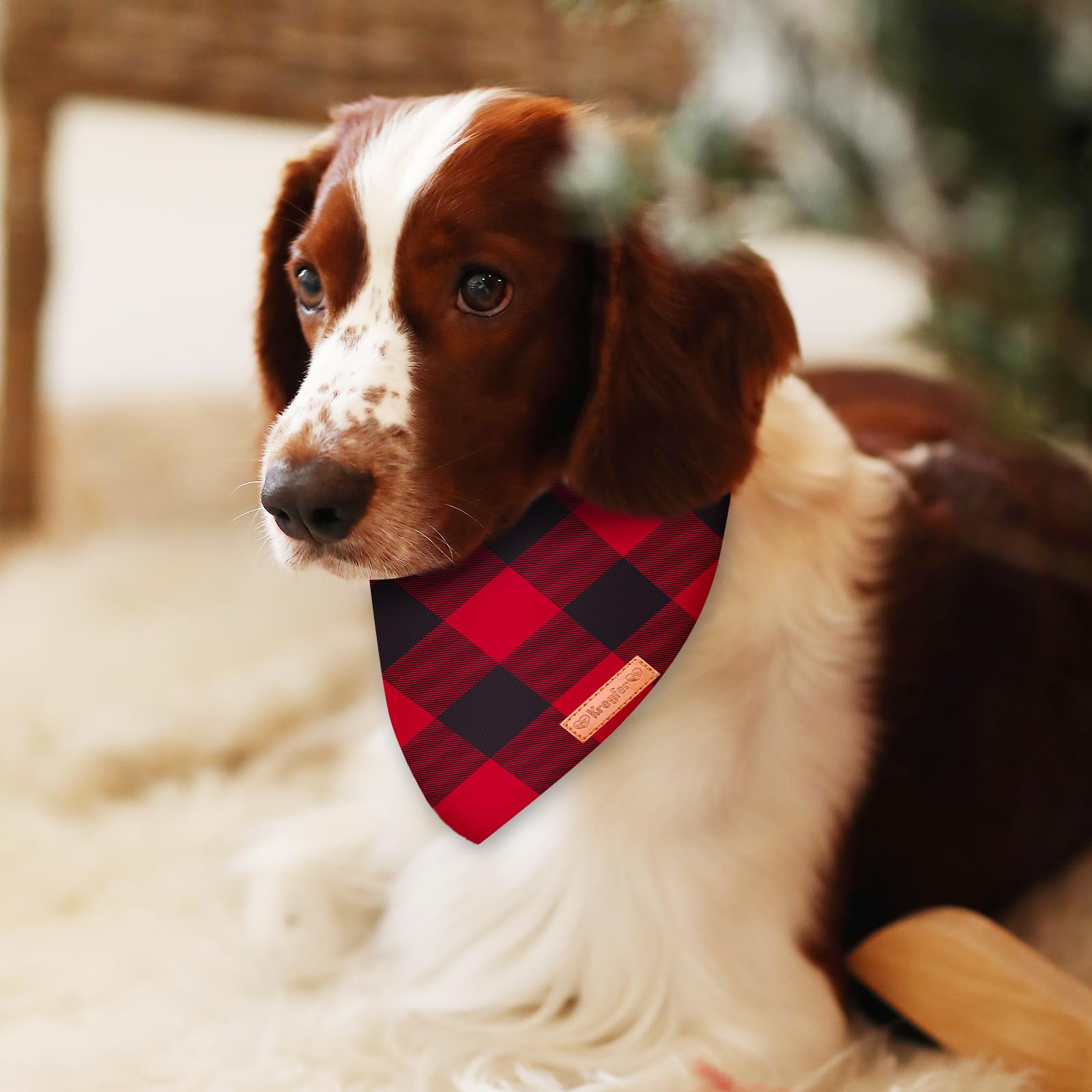 Kreyfer small-size bandana fits petite pets for holiday wear.