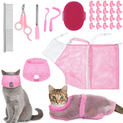 Kritkin 9 Pcs Cat Bathing Bag Set package: complete grooming kit for safer, easier bathing.
