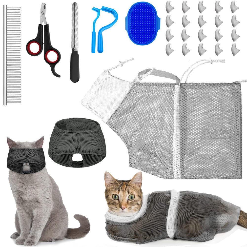 Kritkin cat bathing bag net keeps cats secure during bath time