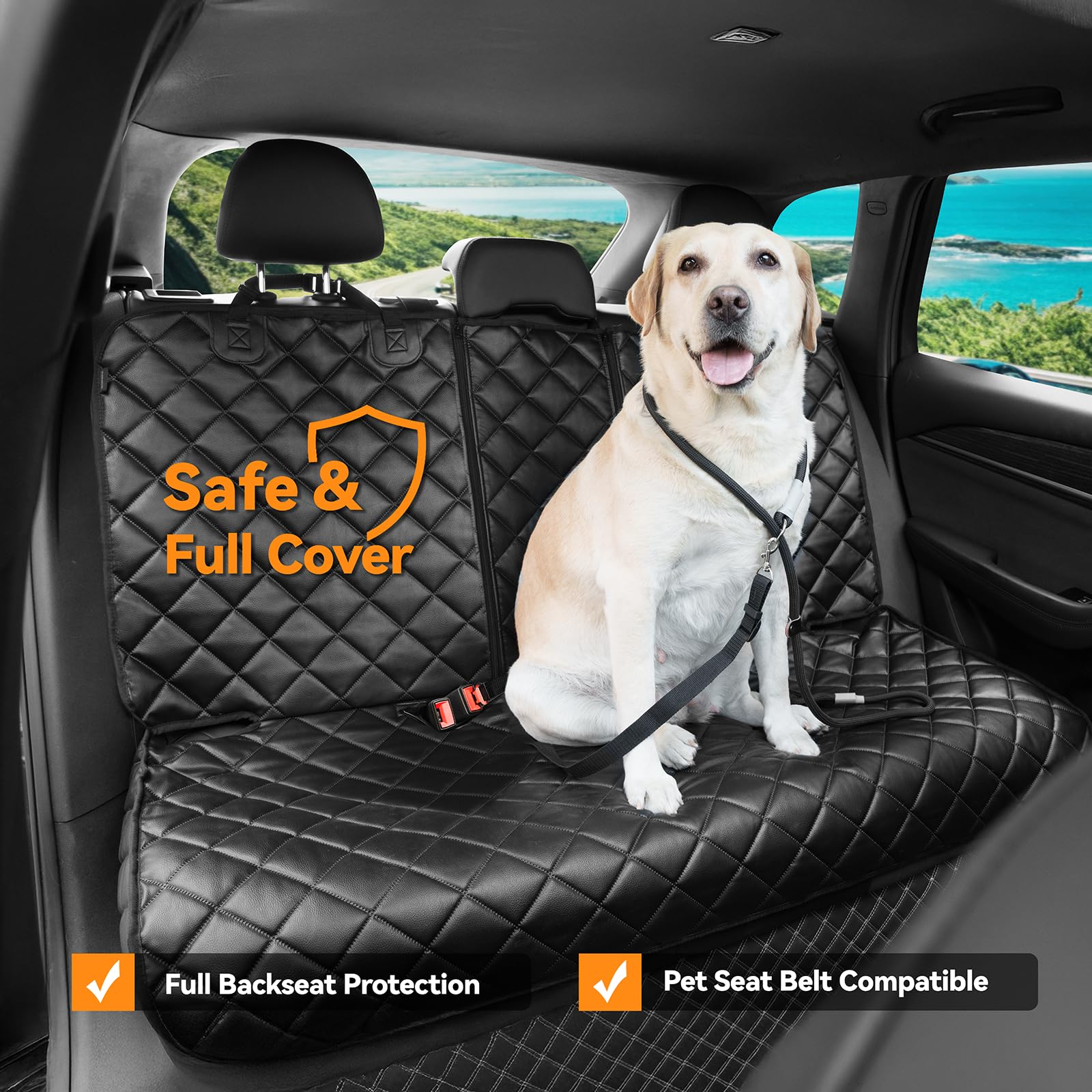 KritterKorner dog car seat cover adjustable straps demonstrate secure fit across vehicles