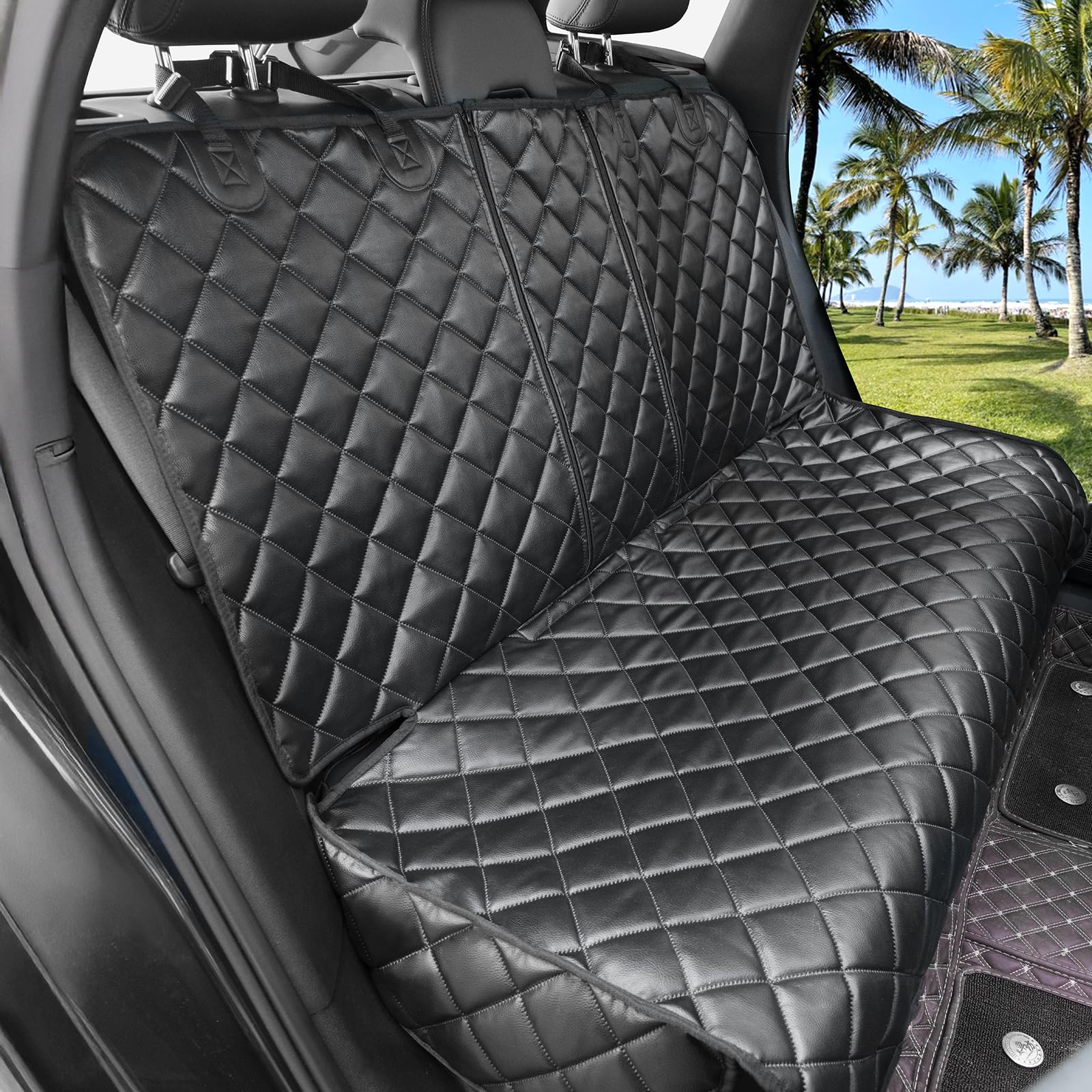 KritterKorner dog car seat cover back seat waterproof PU leather protects against spills and dirt